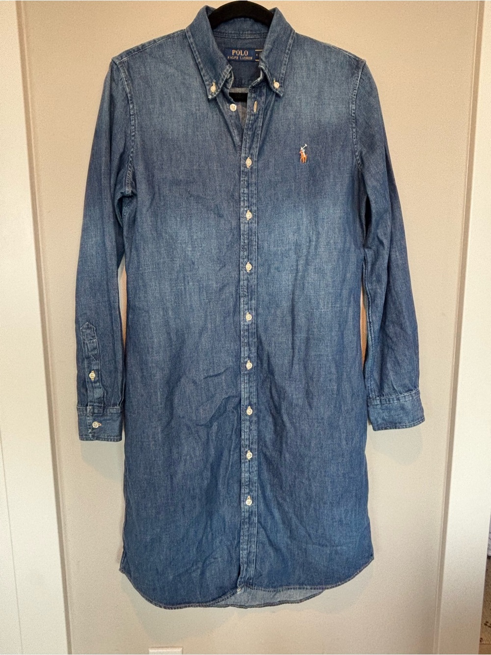 Ralph Lauren Women's Denim Button-Down Shirt Dress in Blue
